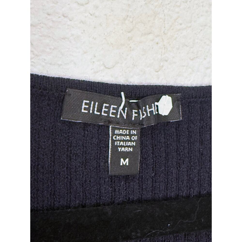 Eileen Fisher Merino Wool Rib Stretch Scoop Neck Tank Top Shell Navy - Picture 4 of 6
